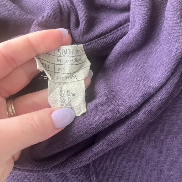 ** 500 Maison Cinqcent Slub Cotton Raw Hem Turtleneck Purple Medium - Picture 9 of 10